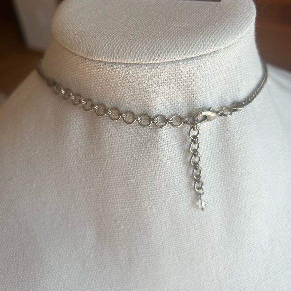 SORRELLI SIGNED DESIGNER ANTIQUE SILVER TONE BIB NECKLACE Australian crystals - Picture 6 of 7